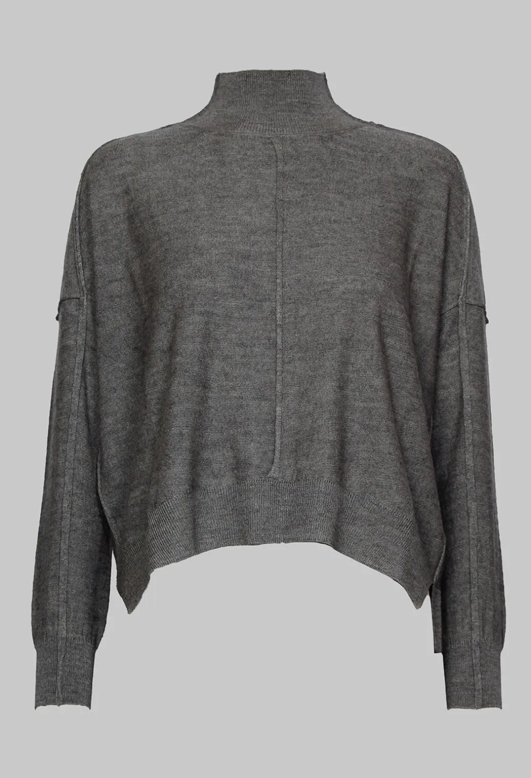High Neck Sweater with Seam Detail in Grey