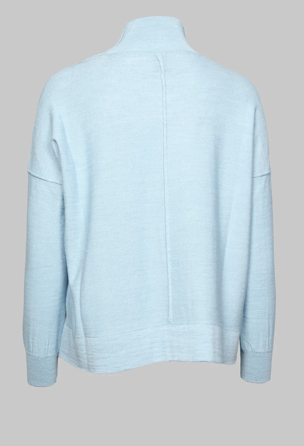 High Neck Sweater with Seam Detail in Light Blue