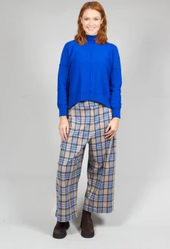 High Neck Sweater with Seam Detail in Royal Blue