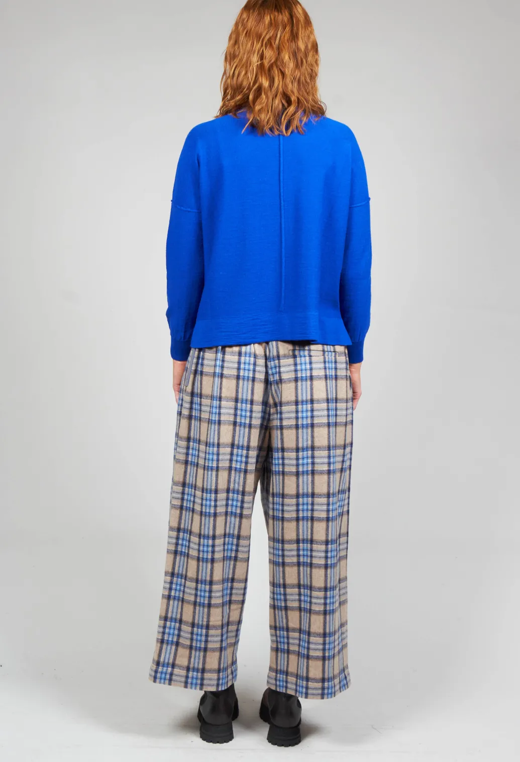 High Neck Sweater with Seam Detail in Royal Blue