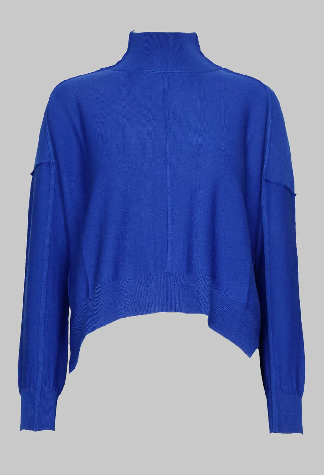 High Neck Sweater with Seam Detail in Royal Blue