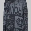 High Neck Top with Contrasting Back Fabric in Black Print