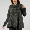 High Neck Top with Drawstring in Jungle Shiny Print