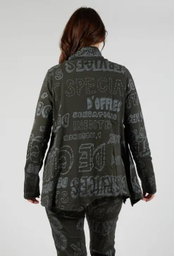 High Neck Top with Drawstring in Jungle Shiny Print