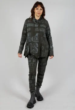 High Neck Top with Drawstring in Jungle Shiny Print