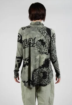 High Neck Top with Lettering Design in Defender Print