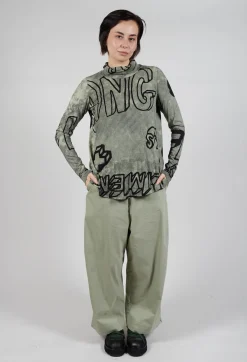 High Neck Top with Lettering Design in Defender Print