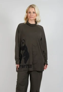 High Neck Top with Motif in Jungle Jacquard