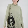 High Neck Top with Motif in Defender Jacquard