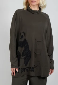 High Neck Top with Motif in Jungle Jacquard