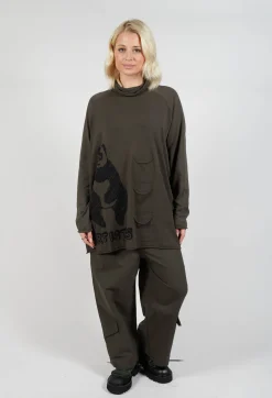 High Neck Top with Motif in Jungle Jacquard