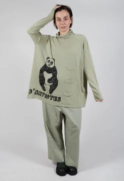 High Neck Top with Motif in Defender Jacquard