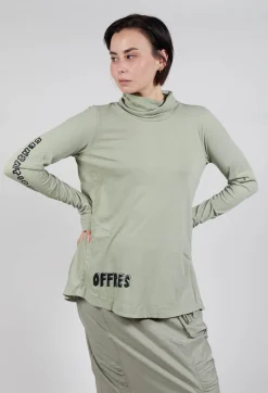 High Neck Top with Placed Print in Defender Shiny Print