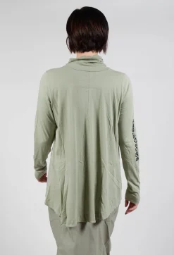 High Neck Top with Placed Print in Defender Shiny Print