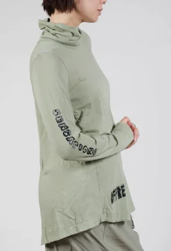 High Neck Top with Placed Print in Defender Shiny Print