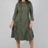 High Neck Utility Style Dress in Camp