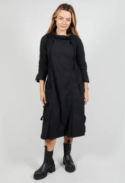 High Neck Utility Style Dress in Black