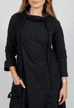 High Neck Utility Style Dress in Black