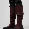 High Ruched Boots in Gasoline Lagrain