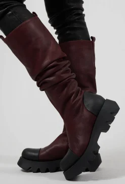 High Ruched Boots in Gasoline Lagrain