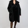 High Shine Coat with Scarf in Black