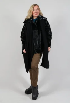 High Shine Jacket with Scarf in Black