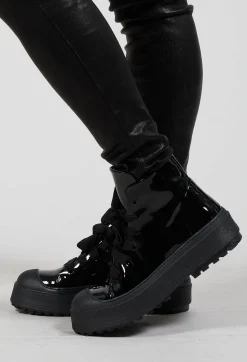 High Shine Trainer Style Boots in New Lime Nero