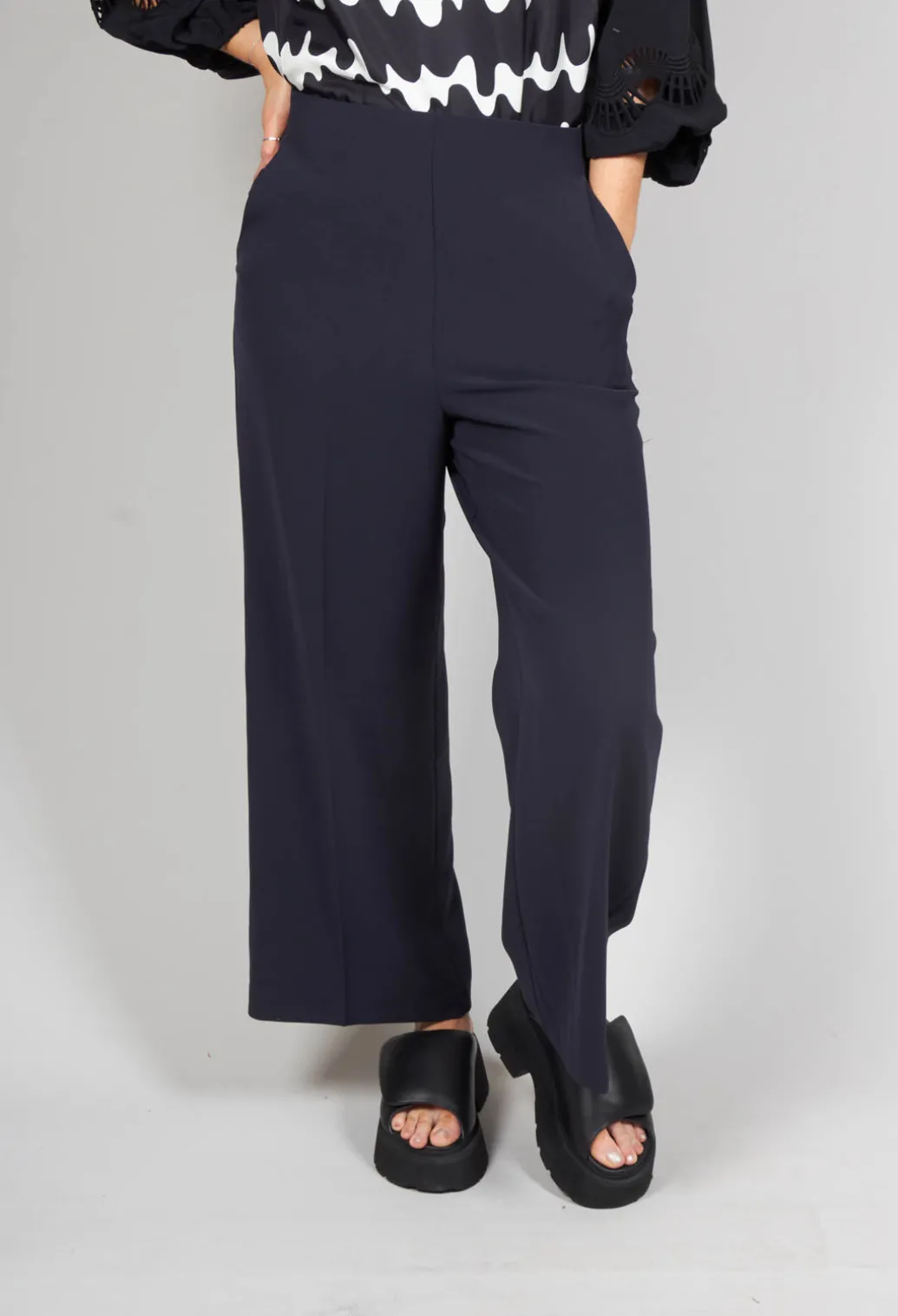High Waisted Tailored Trousers in Navy