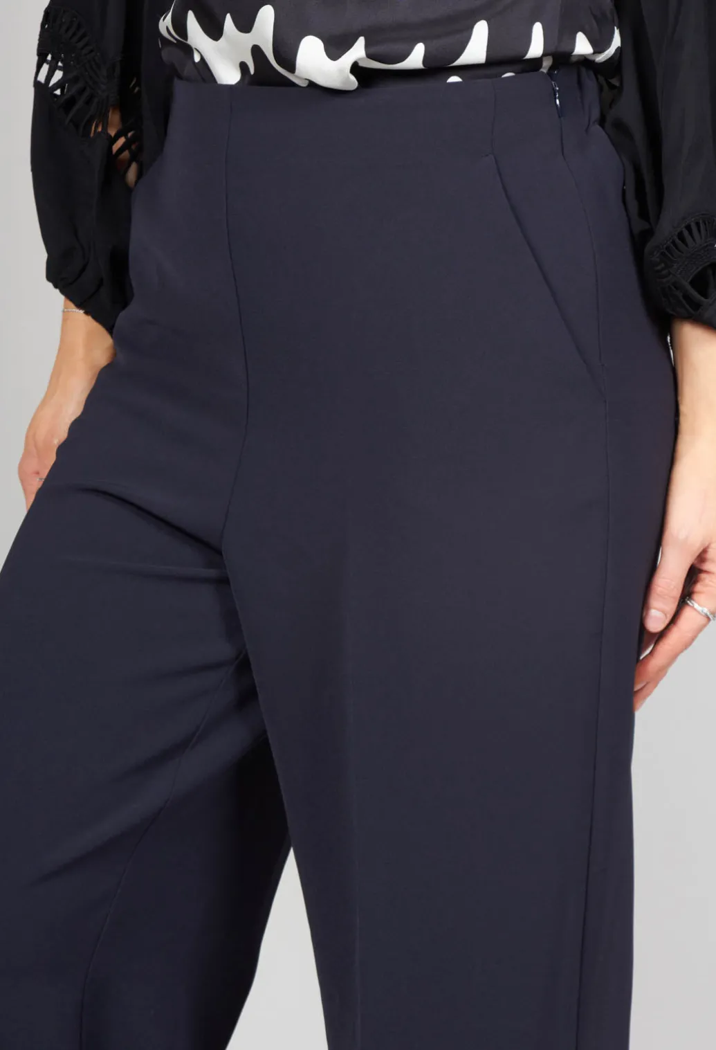High Waisted Tailored Trousers in Navy