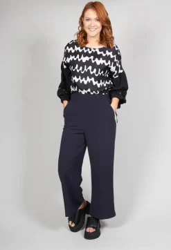 High Waisted Tailored Trousers in Navy