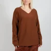 HK V Neck Oversized WS in Rust