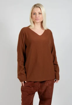 HK V Neck Oversized WS in Rust