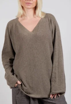 HK V Neck Oversized WS in Nut