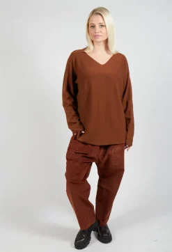 HK V Neck Oversized WS in Rust