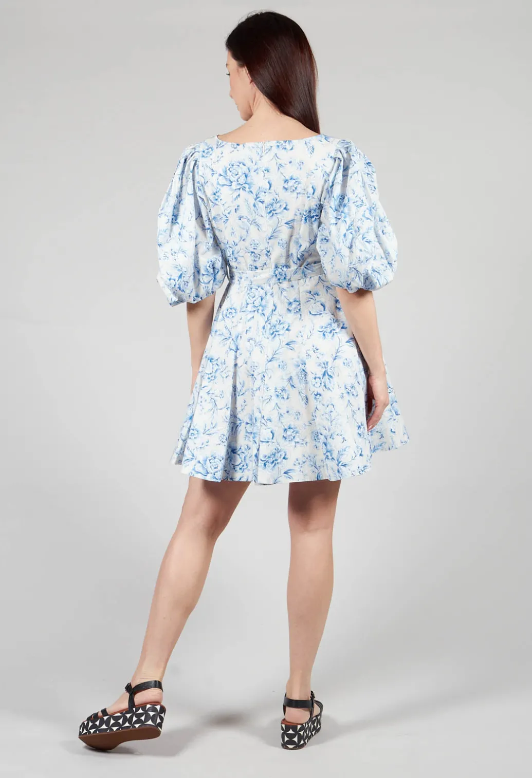 Holly Short Belted Dress in Blu Panna