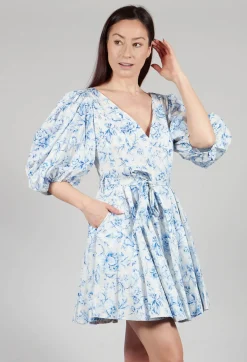 Holly Short Belted Dress in Blu Panna