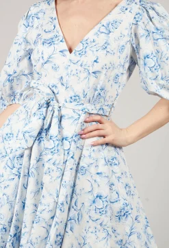 Holly Short Belted Dress in Blu Panna