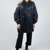 Hooded Batwing Metallic Look Jacket