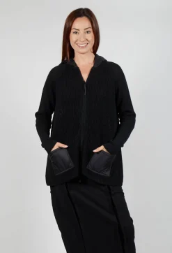 Hooded Cardigan in Black