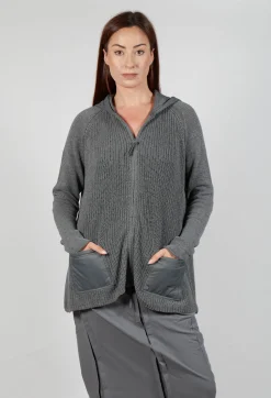Hooded Cardigan in Rock