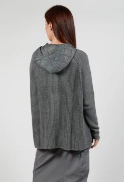 Hooded Cardigan in Rock