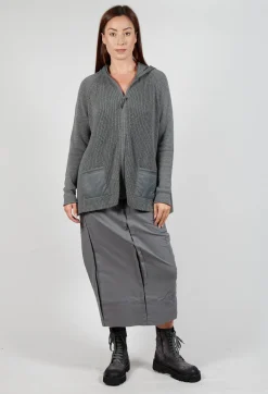 Hooded Cardigan in Rock