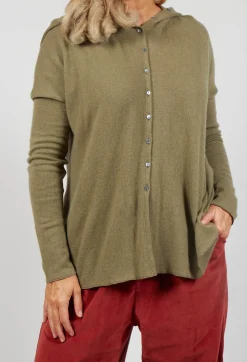 Hooded Cardigan WS in Olive