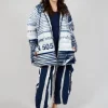 Hooded Jacket in Navy Print