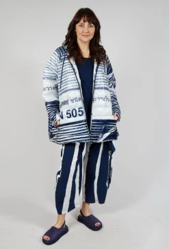 Hooded Jacket in Navy Print