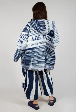 Hooded Jacket in Navy Print