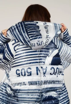 Hooded Jacket in Navy Print