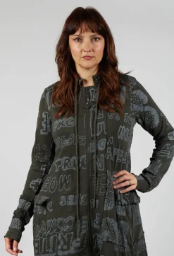 Hooded Jersey Coat in Jungle Shiny Print