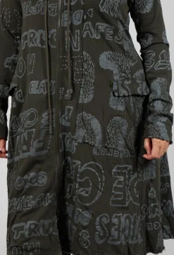 Hooded Jersey Coat in Jungle Shiny Print