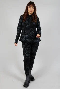 Hooded Jersey Jacket in Black Shiny Print